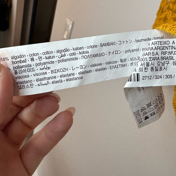 Zara Yellow Lace Top – Size M (NWT) - Picture 4 of 7